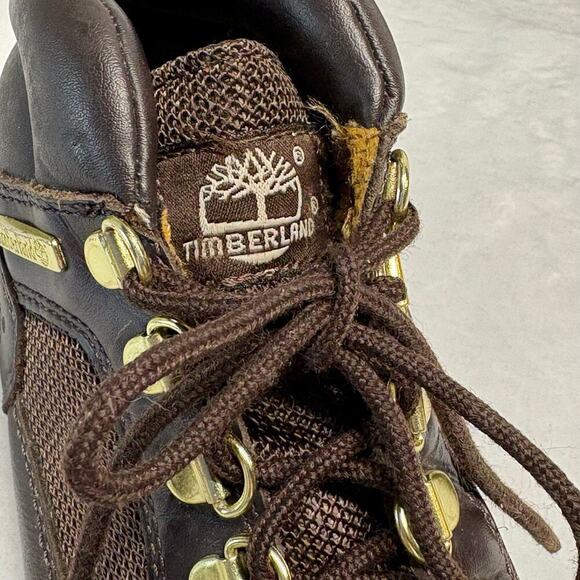 Timberland‎ Field Boots Kids 3.5 Brown Leather Hiking Winter Lace Up Lug Sole - Picture 11 of 14